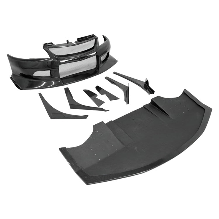 Voltex Style Carbon Fiber Front Bumper with Canards & Front Lip - Mitsubishi Evolution 7 8 9