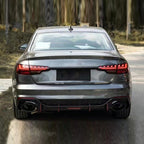 KB Style Carbon Fiber Rear Diffuser w Brake Light - Audi A4 S4 RS4 Sedan ( 2020 TO 2025 ) B9.5