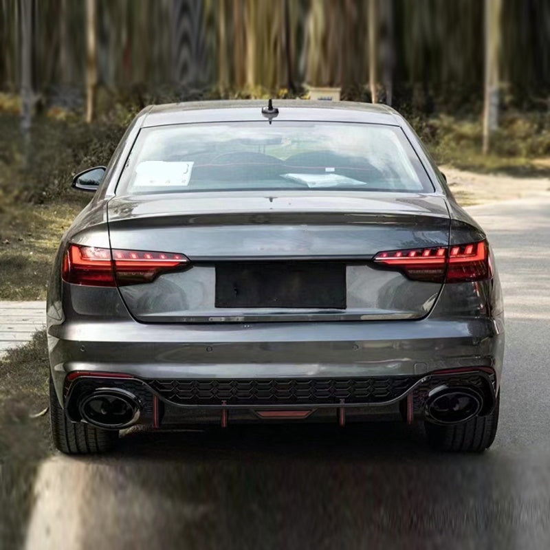 KB Style Carbon Fiber Rear Diffuser w Brake Light - Audi A4 S4 RS4 Sedan ( 2020 TO 2025 ) B9.5