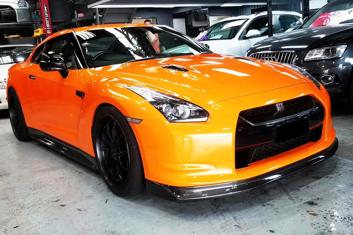 Zele V2 Style Carbon Fiber Front Lip – Nissan GT-R R35 (2008 - 2011) CBA