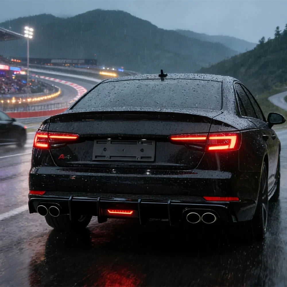 Aggressive Carbon Fiber Rear Diffuser w/ Brake Light - Audi A4 S4 Sedan (2015-2020) B9