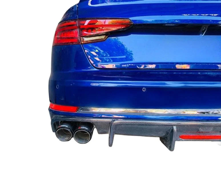 KB Style Carbon Fiber Rear Diffuser w/ Brake Light - Audi A4 S4 Sedan (2015-2020) B9