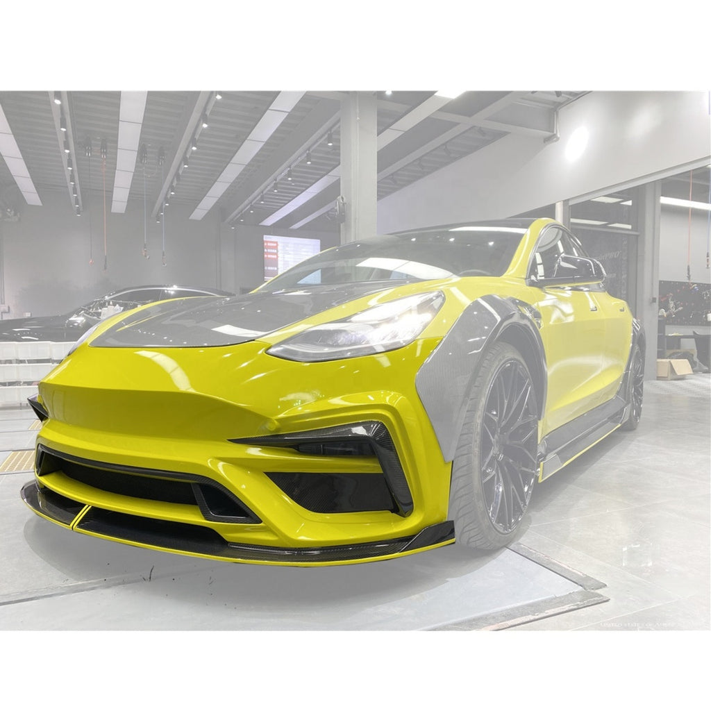 IMP Performance Front Bumper with Carbon Fiber Lip & Vents V2 - Tesla Model 3 (2017-2022)