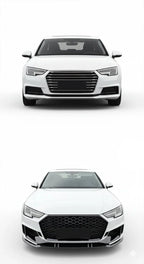 Gloss Black / Carbon Fiber Front Lip w/ Canard - Audi A4 S4 RS4 Sedan (2015-2020) B9