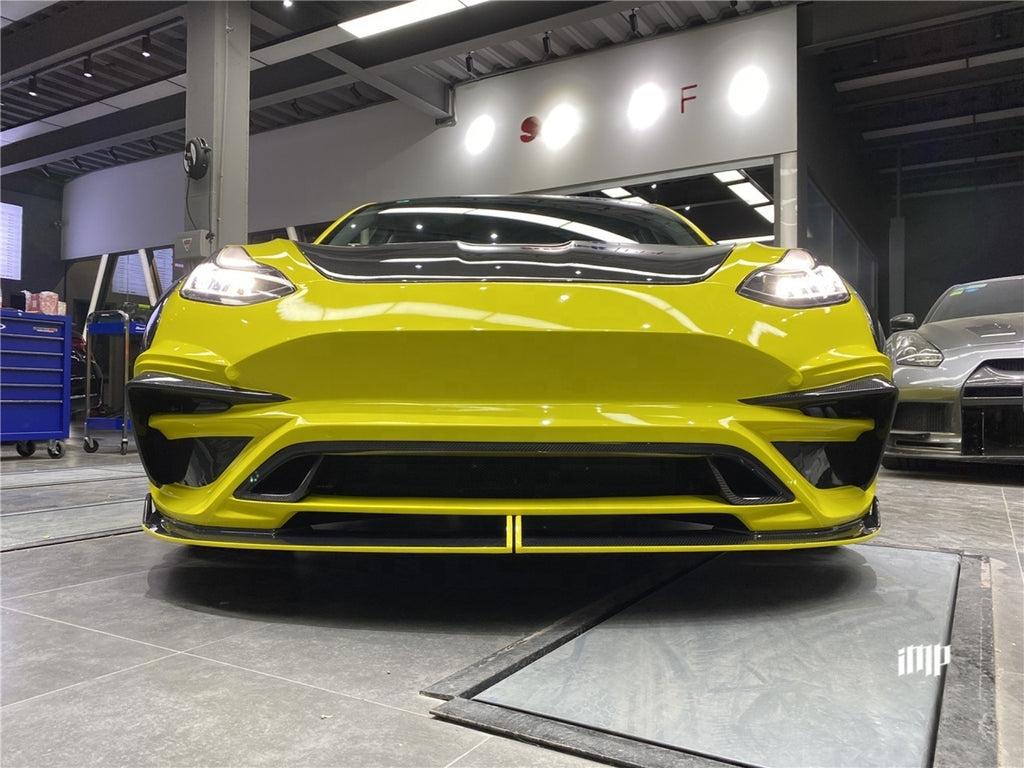 IMP Performance Front Bumper with Carbon Fiber Lip & Vents V2 - Tesla Model 3 (2017-2022)