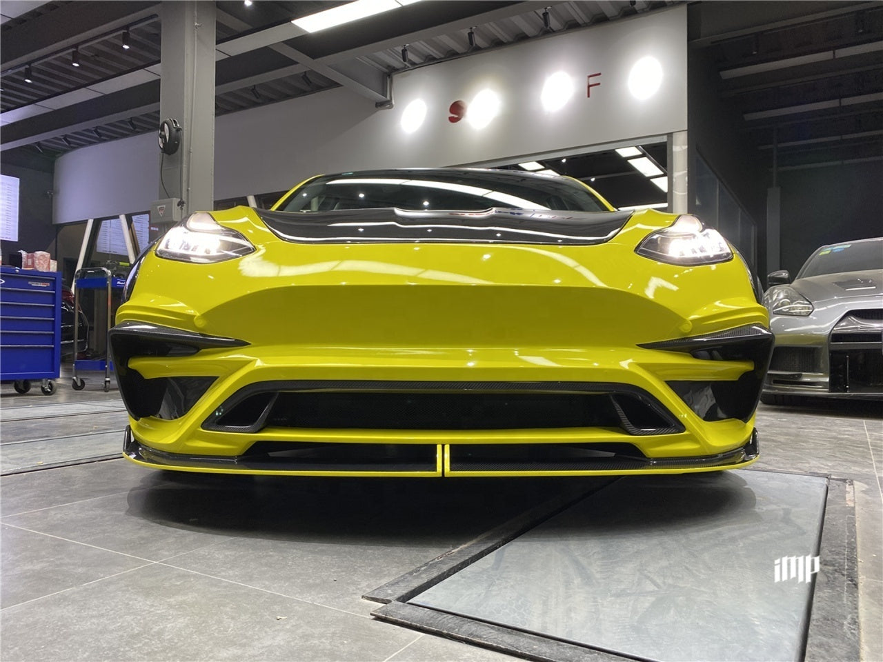 IMP Performance Front Bumper with Carbon Fiber Lip & Vents V2 - Tesla Model 3 (2017-2022)