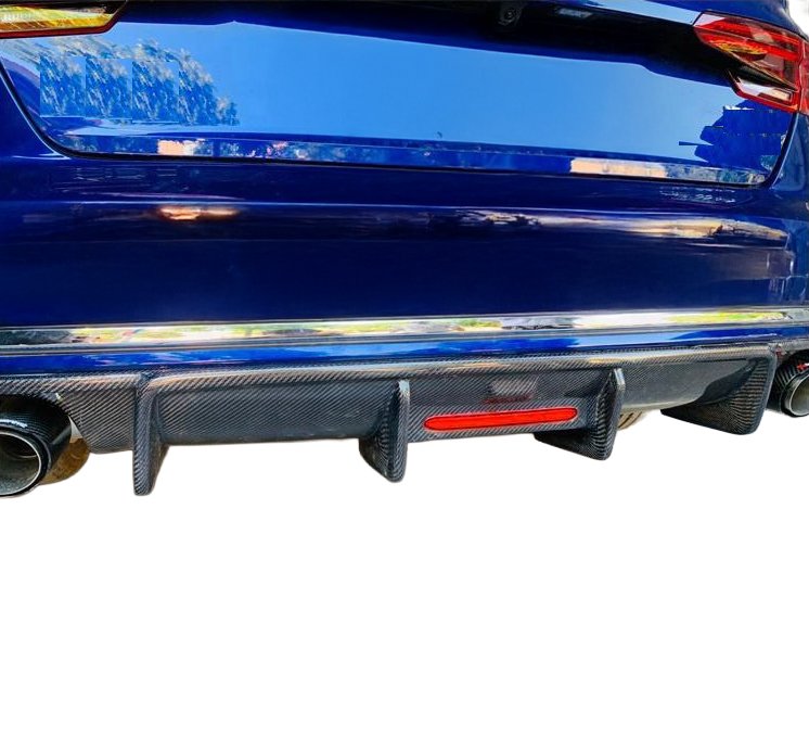KB Style Carbon Fiber Rear Diffuser w/ Brake Light - Audi A4 S4 Sedan (2015-2020) B9