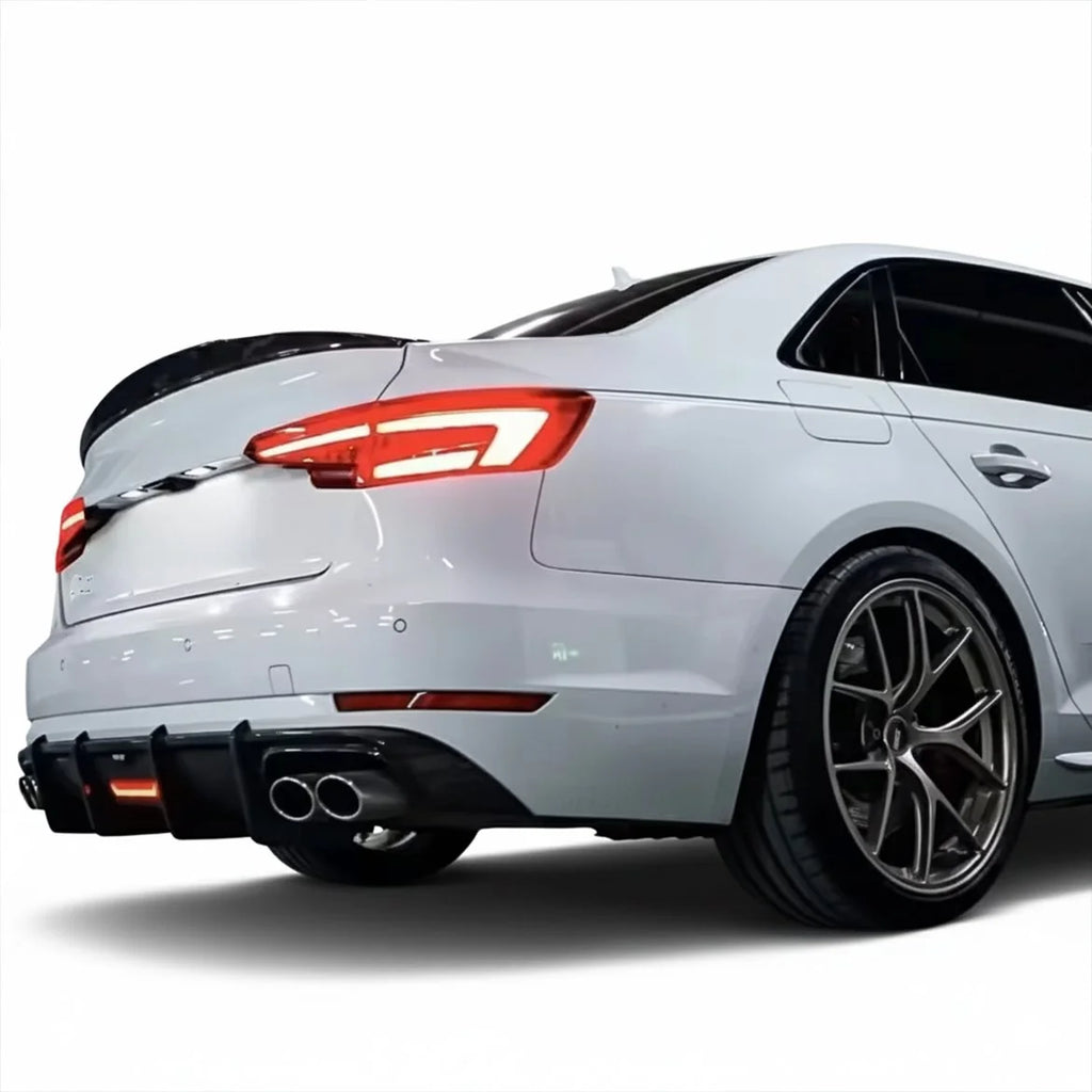 Aggressive Carbon Fiber Rear Diffuser w/ Brake Light - Audi A4 S4 Sedan (2015-2020) B9