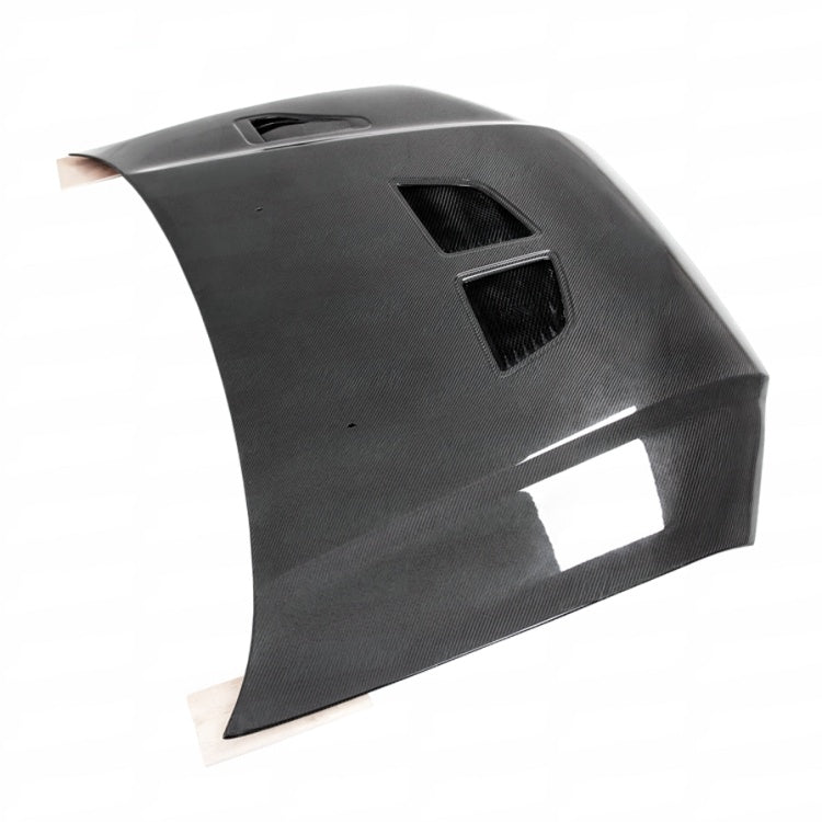 OEM Style Carbon Fiber Hood Double Hood Vent - Mitsubishi Evolution 7 8 9 ( 2001 TO 2007 )