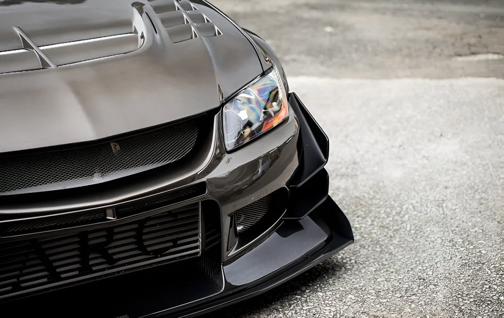 Voltex X Style Carbon Fiber Front Canard - Mitsubishi Evolution 7 8 9 ( 2001 TO 2007 ) CT9A