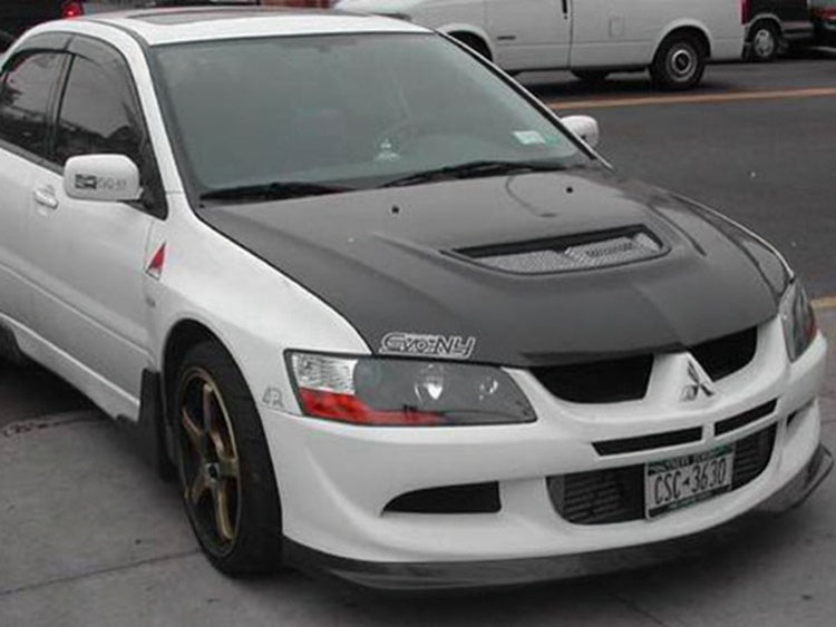 OEM Style Carbon Fiber Hood Single Hood Vent - Mitsubishi Evolution 7 8 9 ( 2001 TO 2007 )