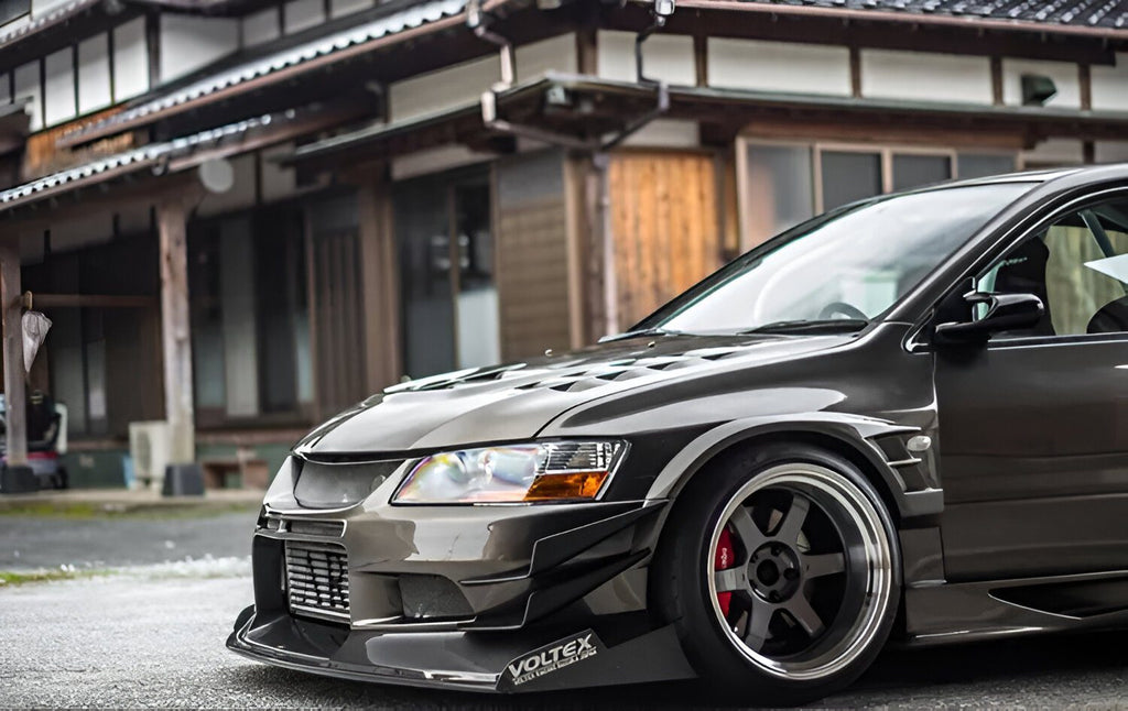 Voltex X Style Carbon Fiber Front Canard - Mitsubishi Evolution 7 8 9 ( 2001 TO 2007 ) CT9A