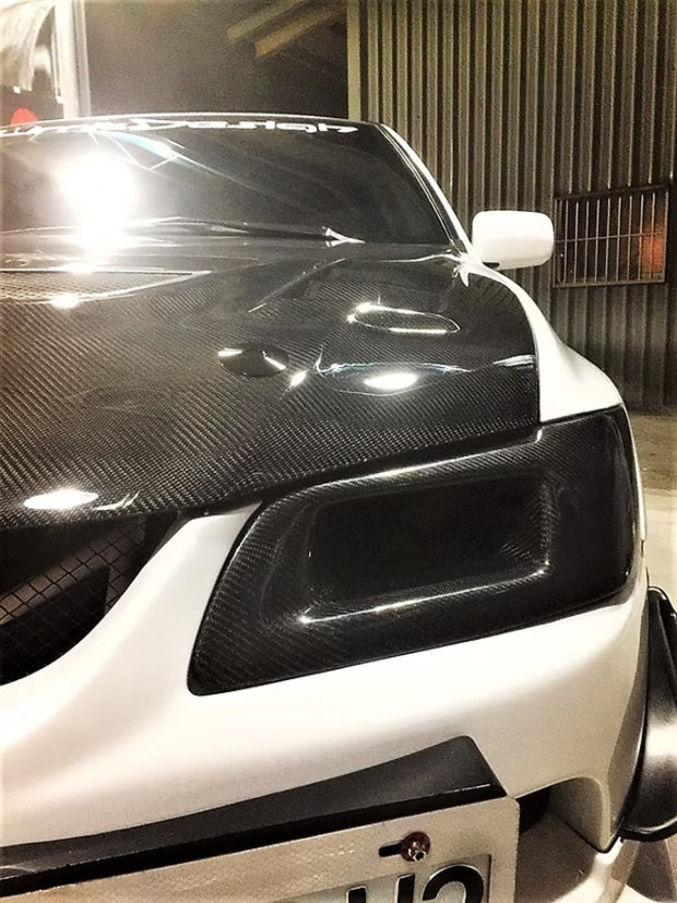Carbon Fiber Left Vented Headlight Replacement - Mitsubishi Evolution 7 8 9 ( 2001 TO 2007 ) CT9A