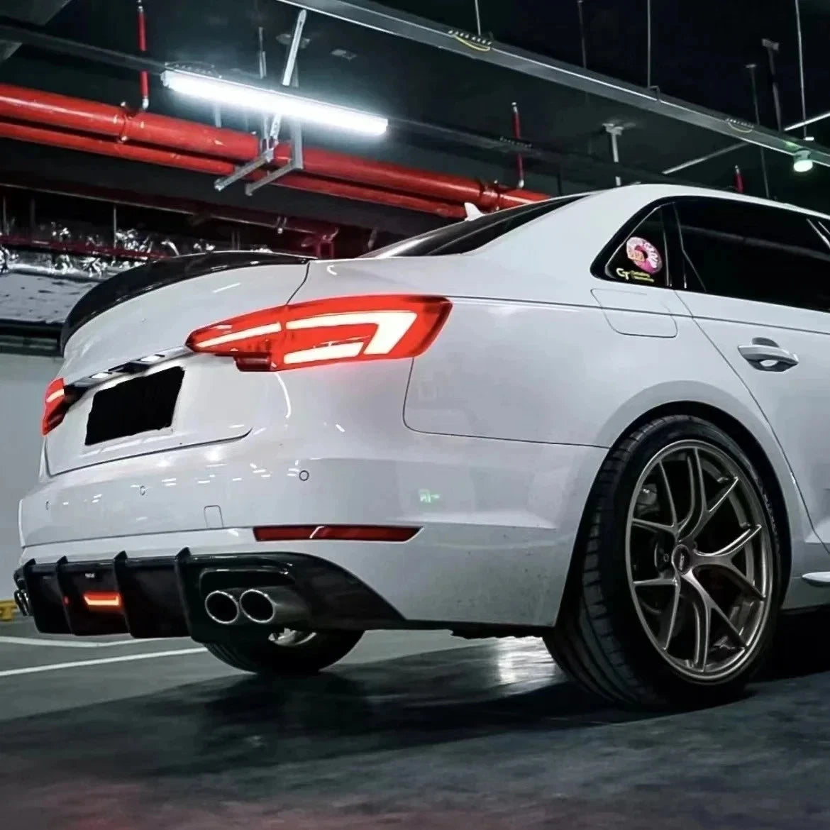 Aggressive Carbon Fiber Rear Diffuser w/ Brake Light - Audi A4 S4 Sedan (2015-2020) B9