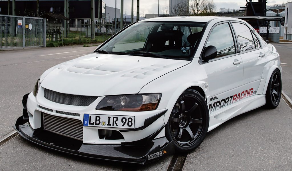 Voltex Style Carbon Fiber Hood  - Mitsubishi Evolution 7 8 9 ( 2001 TO 2007 ) CT9A