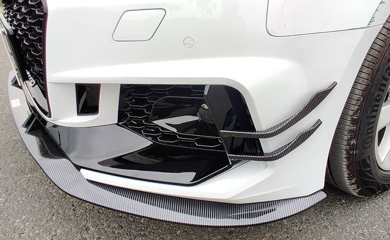 Gloss Black / Carbon Fiber Front Lip w/ Canard - Audi A4 S4 RS4 Sedan (2015-2020) B9