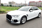 Gloss Black / Carbon Fiber Front Lip w/ Canard - Audi A4 S4 RS4 Sedan (2015-2020) B9