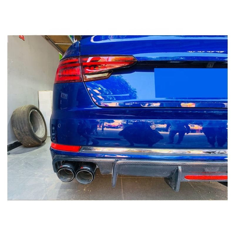 KB Style Carbon Fiber Rear Diffuser w/ Brake Light - Audi A4 S4 Sedan (2015-2020) B9