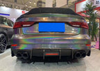KB Style Carbon Fiber Rear Diffuser - Audi A3 S3 Sedan (2017-2020) 8V