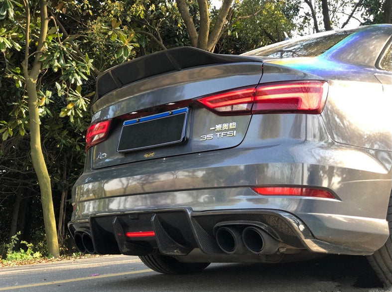 KB Style Carbon Fiber Rear Diffuser - Audi A3 S3 Sedan (2017-2020) 8V