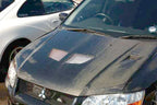 OEM Style Carbon Fiber Hood Double Hood Vent - Mitsubishi Evolution 7 8 9 ( 2001 TO 2007 )
